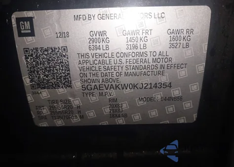 2019 Buick Enclave Awd Essence из США, поврежденный, VIN 5GAEVAKW0KJ214354